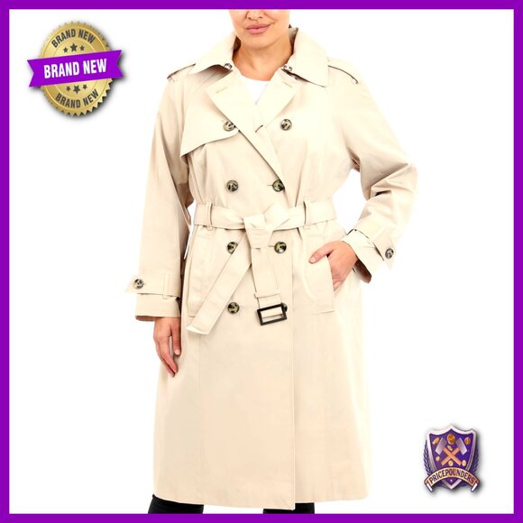 Double-Breasted Long Trench Coat Classic Elegant Chic Outerwear Belted